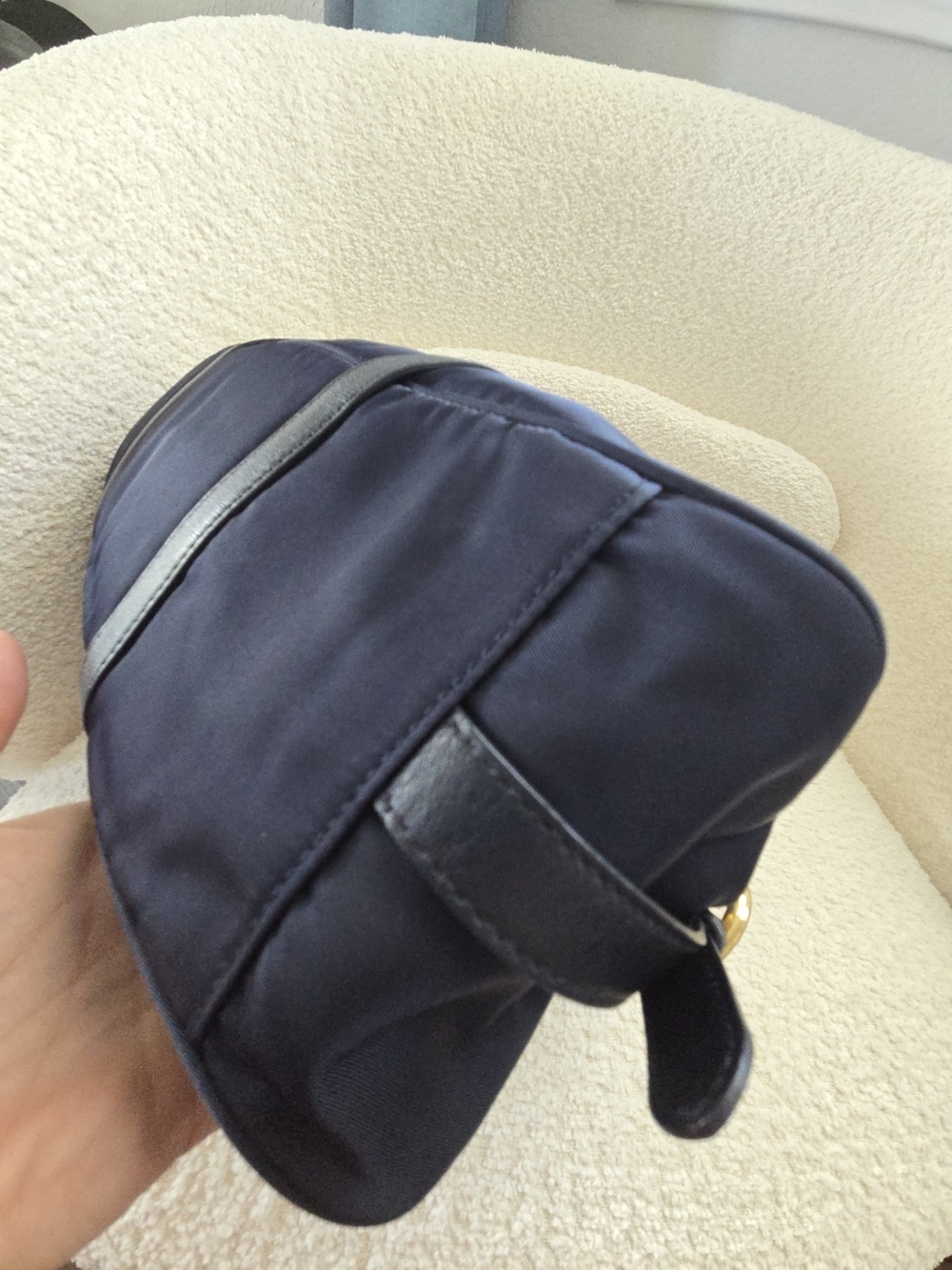 Prada Blue Tessuto Nylon & Soft Calfskin Leather Top Handle Bag - Picture 5 of 17